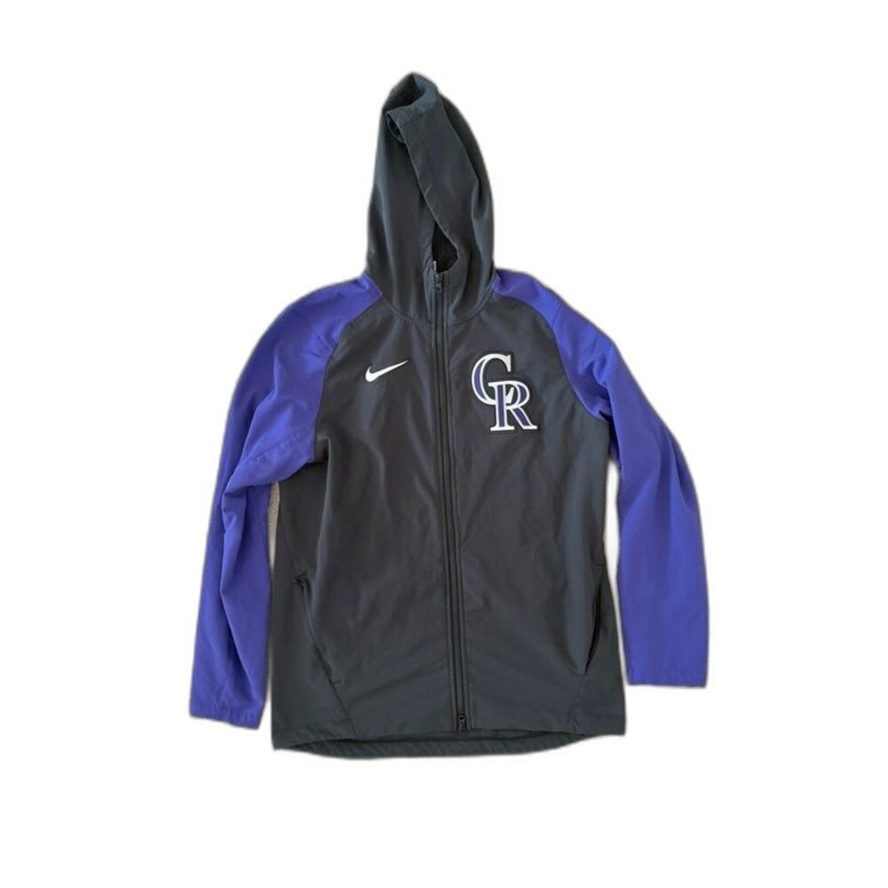 Colorado Rockies Nike Men's Full Zip Hooded Jacket Black/Purple Size Men Medium